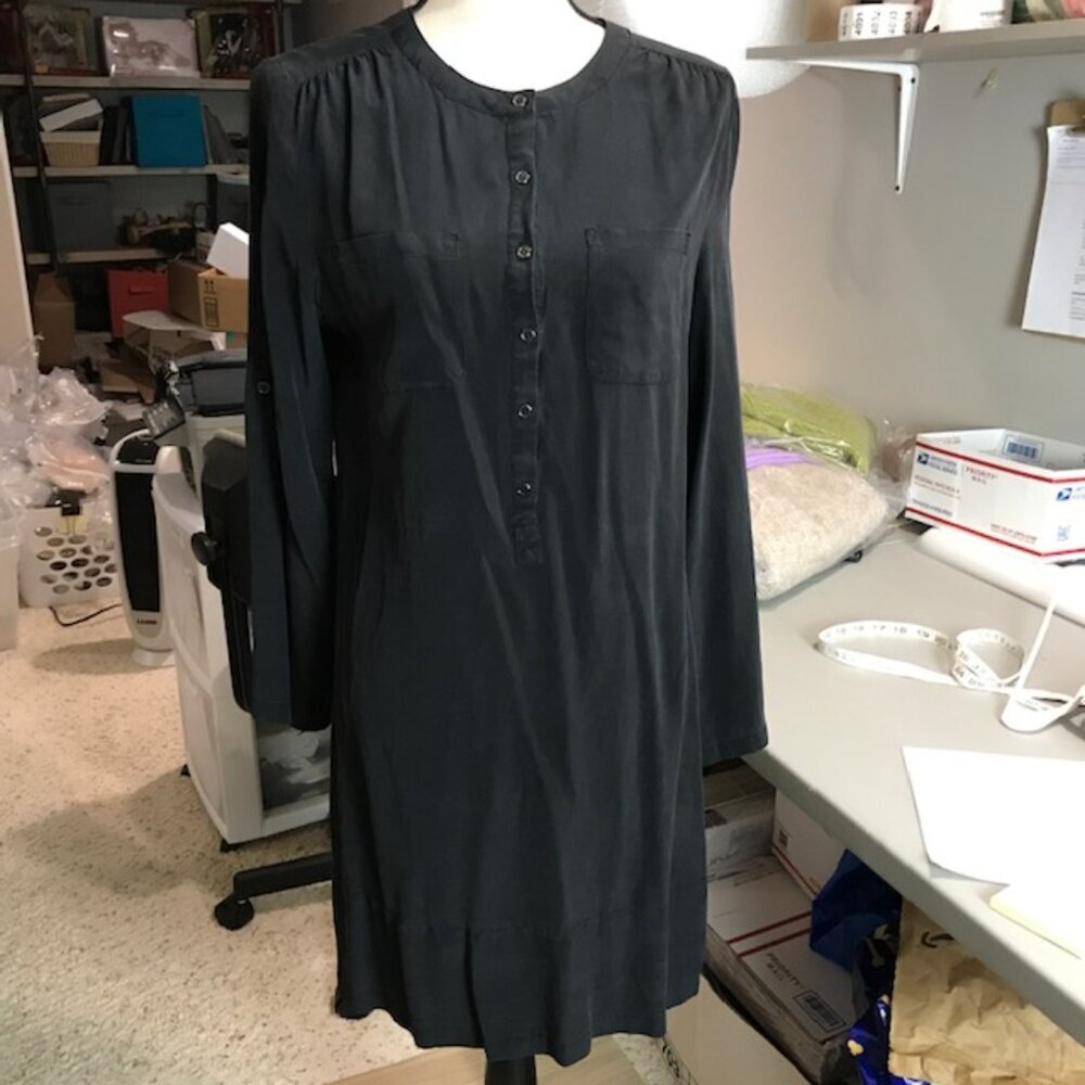 Women's Dark Navy 100% silk Long sleeve Joe Fresh dress Size M